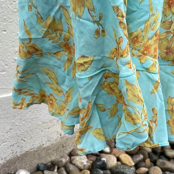 Vintage Y2K Ethereal Romantic Summer resort floral ruffle bottom blind date XS - Picture 7 of 11